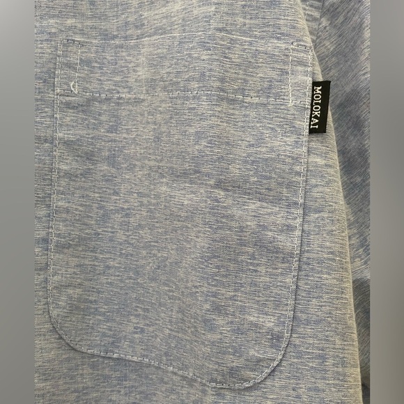 Molokai Surf Co Men's Size 2XL Ocean Blue Short Sleeve Button Front Shirt Crisp - Picture 8 of 10